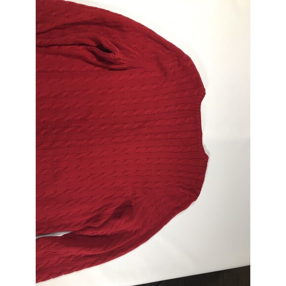 Lauren Ralph Lauren Sweater Woman 2X Red Cable Knit Tunic V Neck - Picture 7 of 7